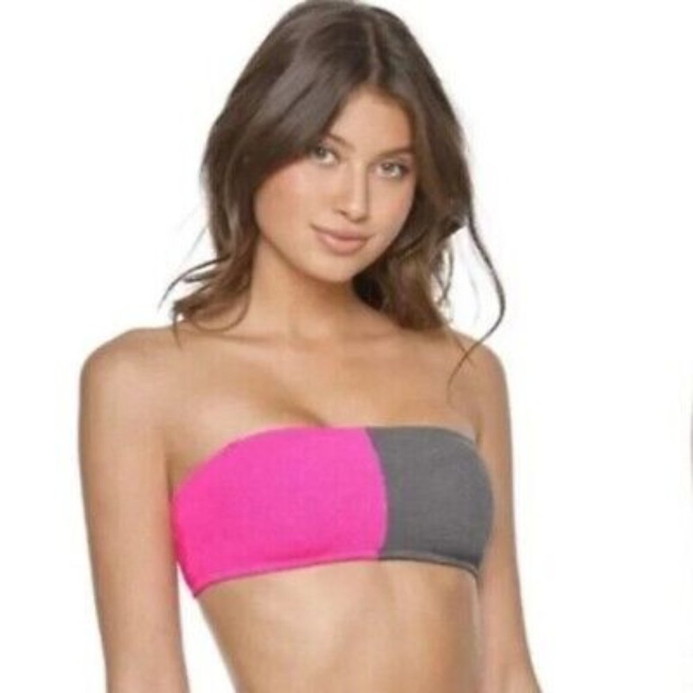 PILYQ Women's Acai Reef Two-Tone Bikini Top Size L